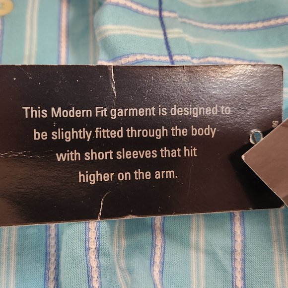 J. Ferarr Mens XXL NWT 100% Cotton Fitted Short Sleeve Button Up Turquoise - Picture 11 of 15